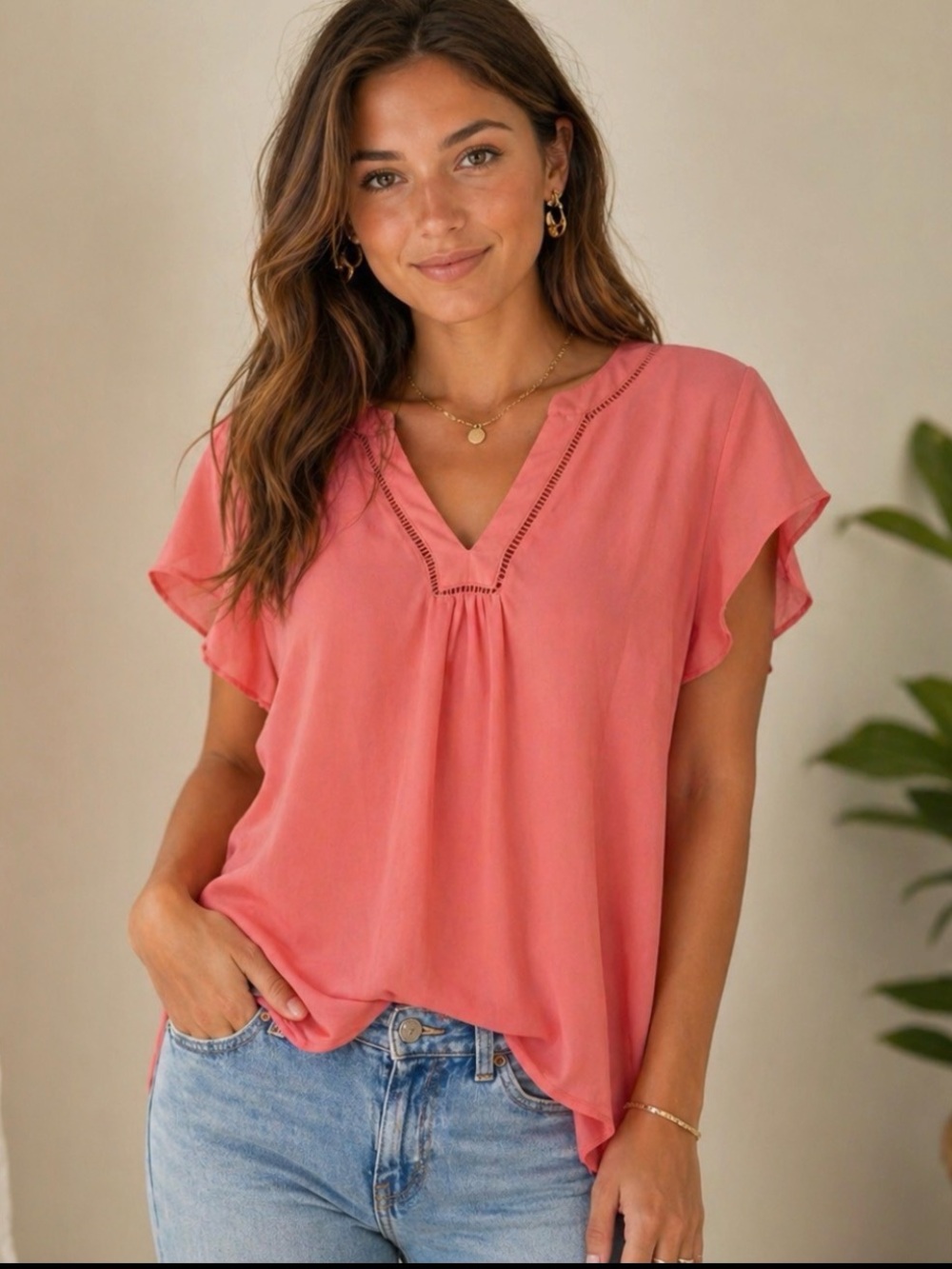 41 Hawthorn Coral Blouse